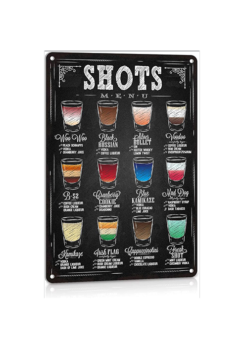Vintage Metal Sign - Shots Menu