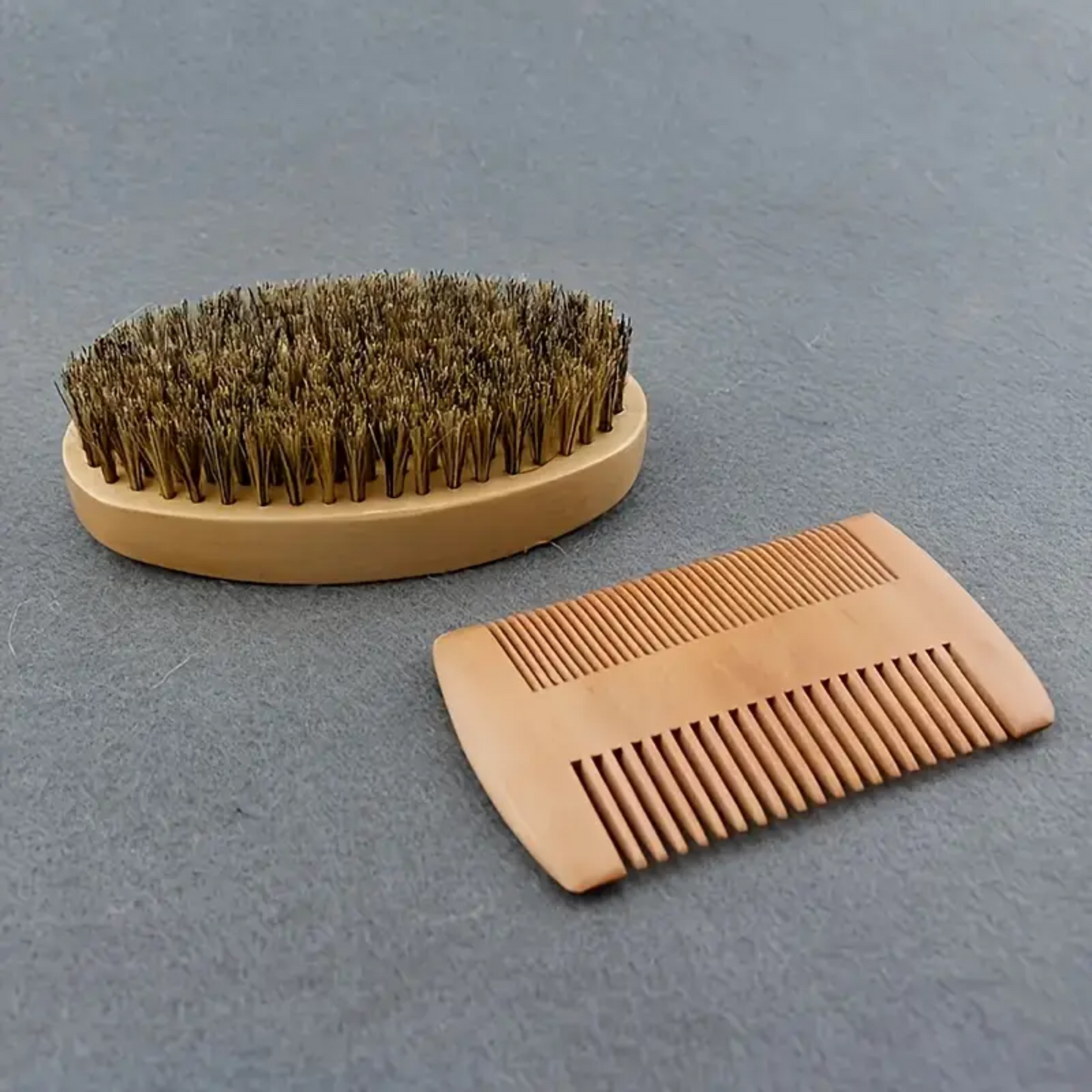 Beard Brush and Wooden Comb Grooming set