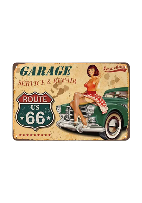 Route 66 Garage - Vintage Metal Sign